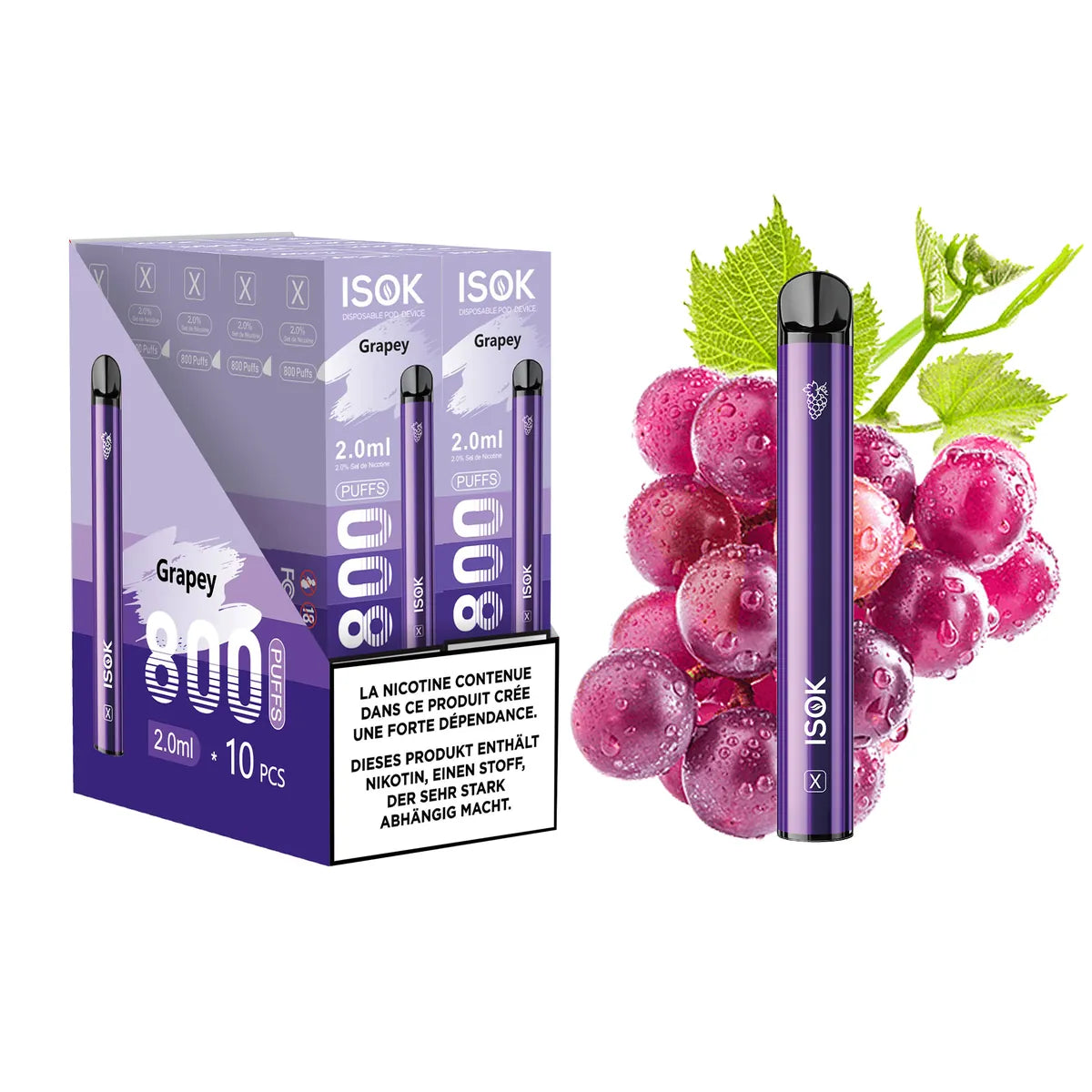 Cigarette électronique ISOK X & NEOS 800 Puffs Pack de 10 pcs