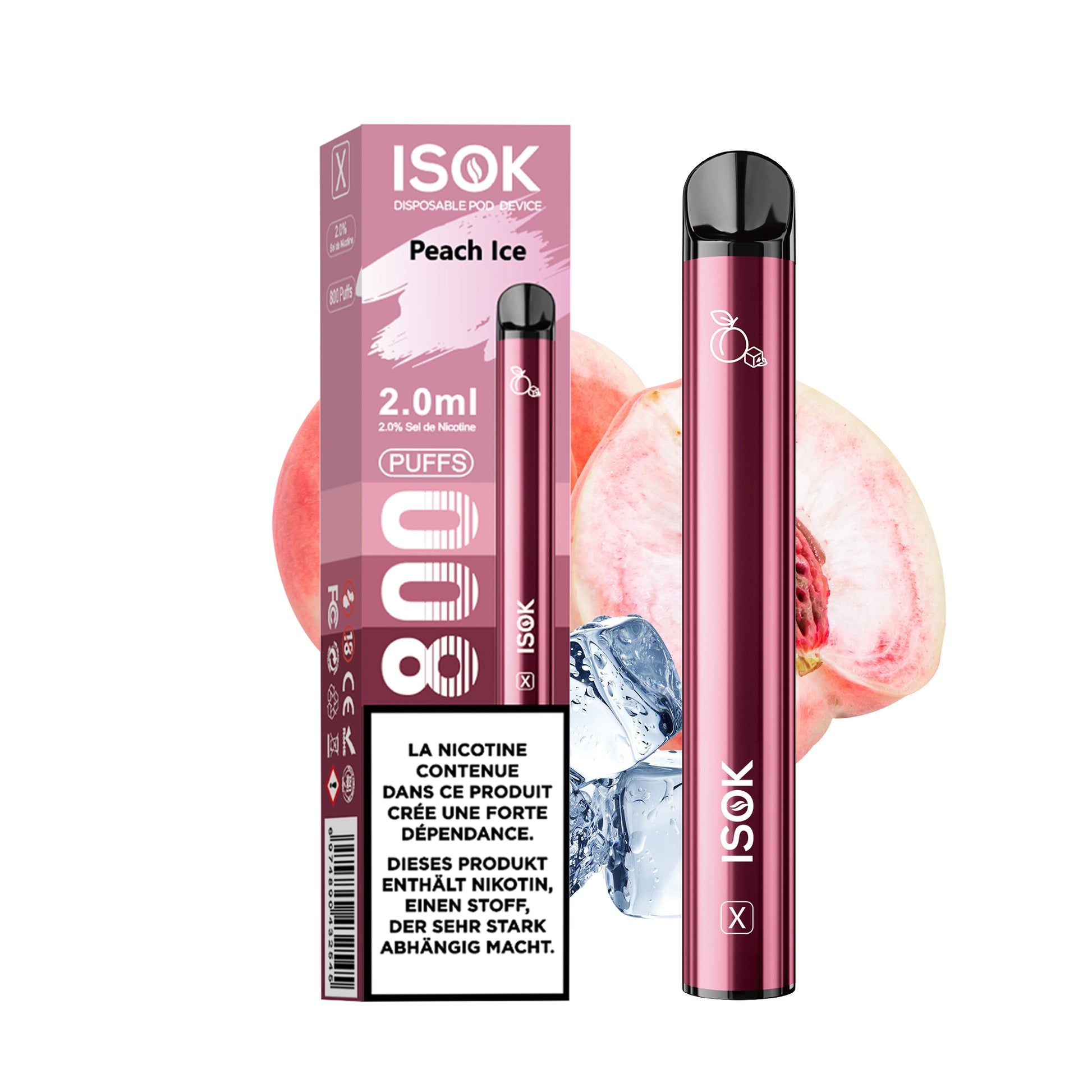 Cigarette électronique ISOK X 800 Puff Peach Ice