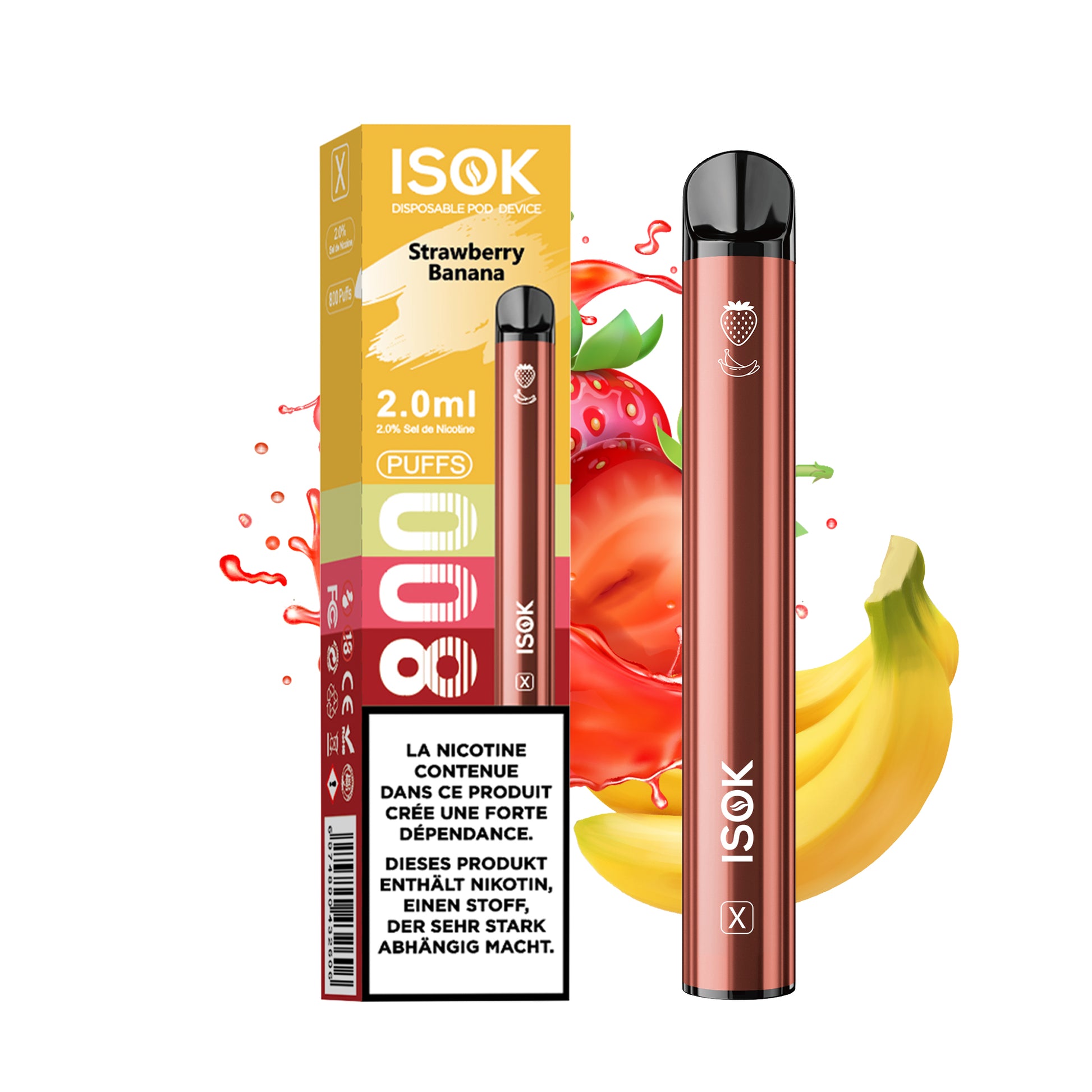 Cigarette électronique ISOK X 800 Puff Strawberry Banana
