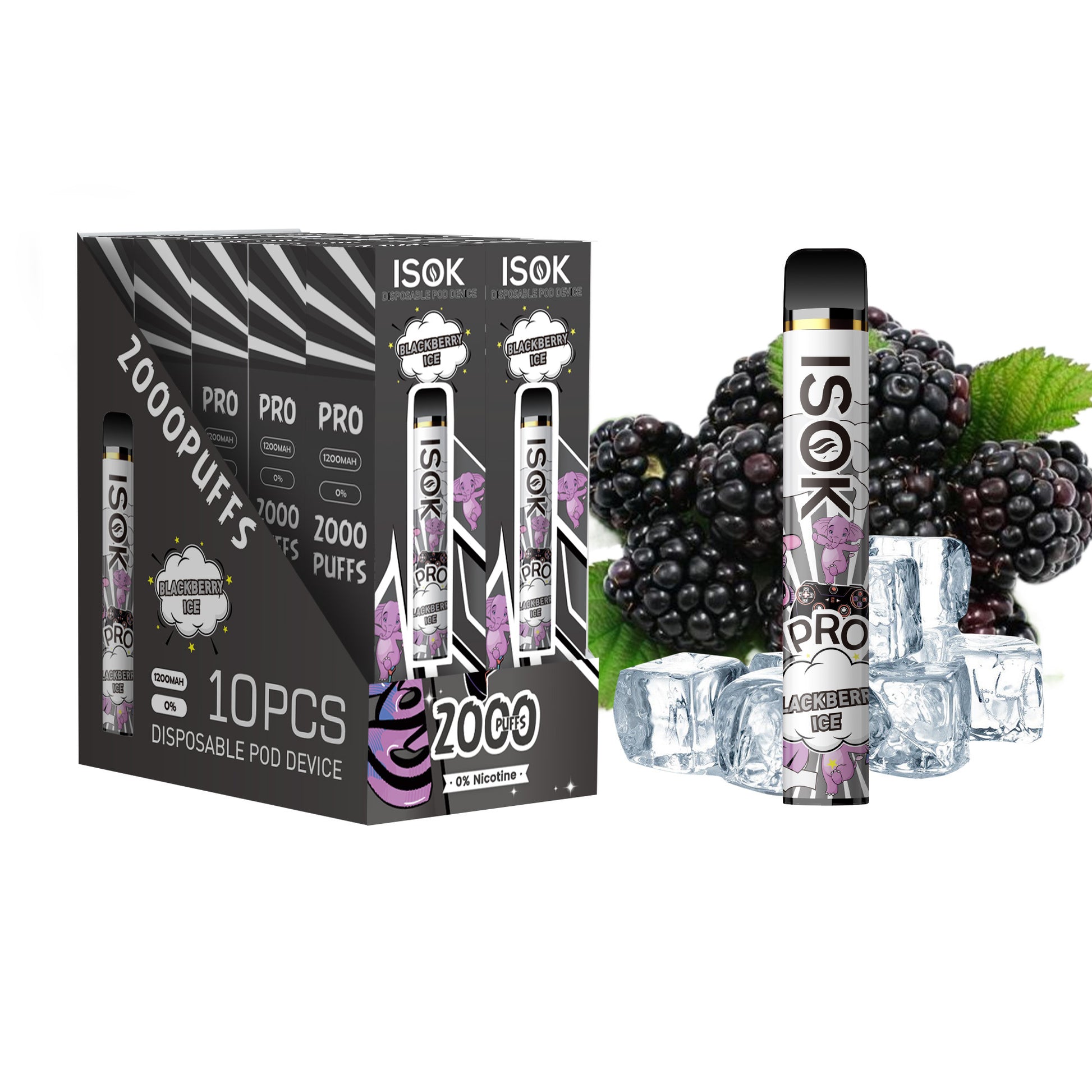 Cigarette électronique ISOK PRO 2000 Puff Blackberry Ice