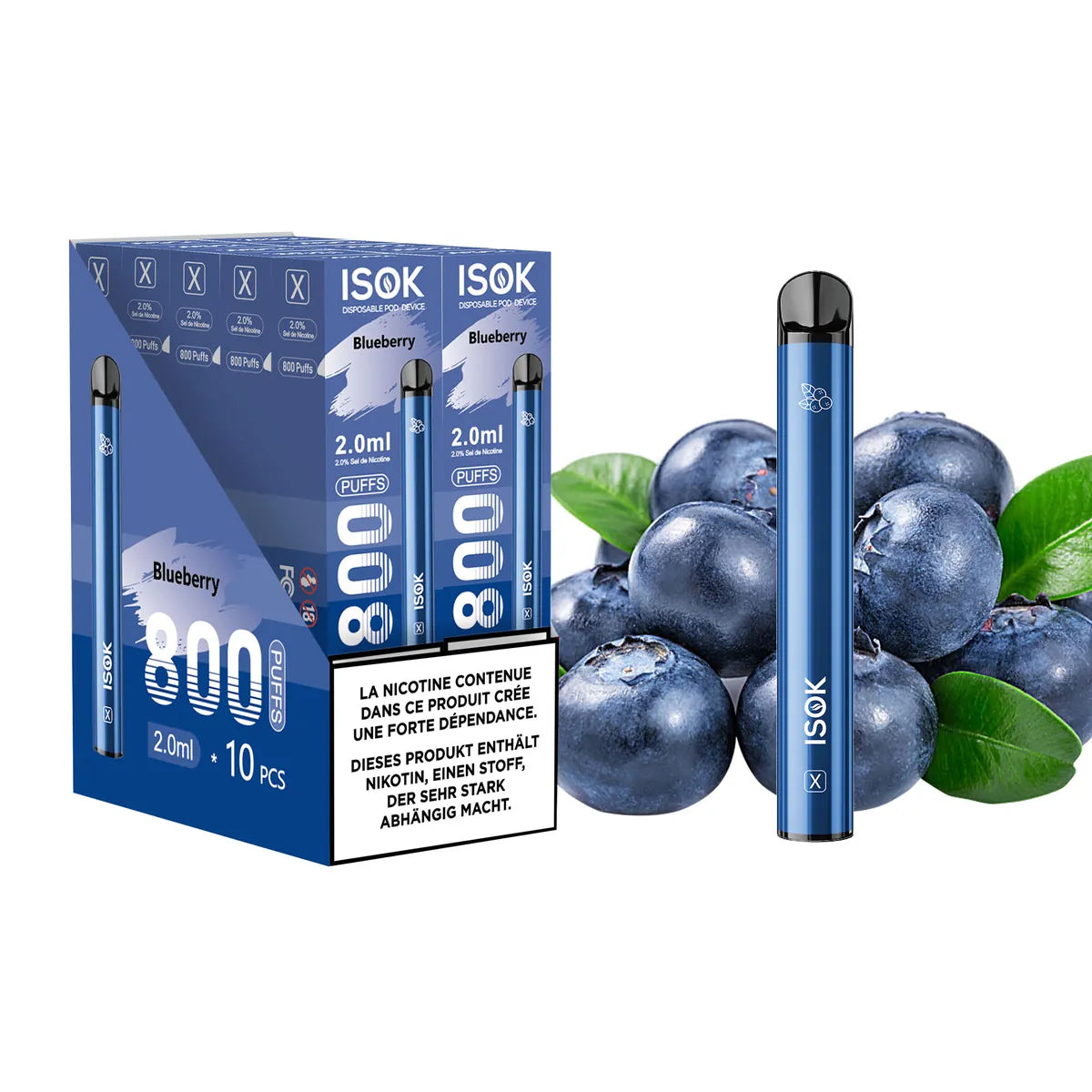 ISOK X Blueberry 800 Puffs – Pack de 10