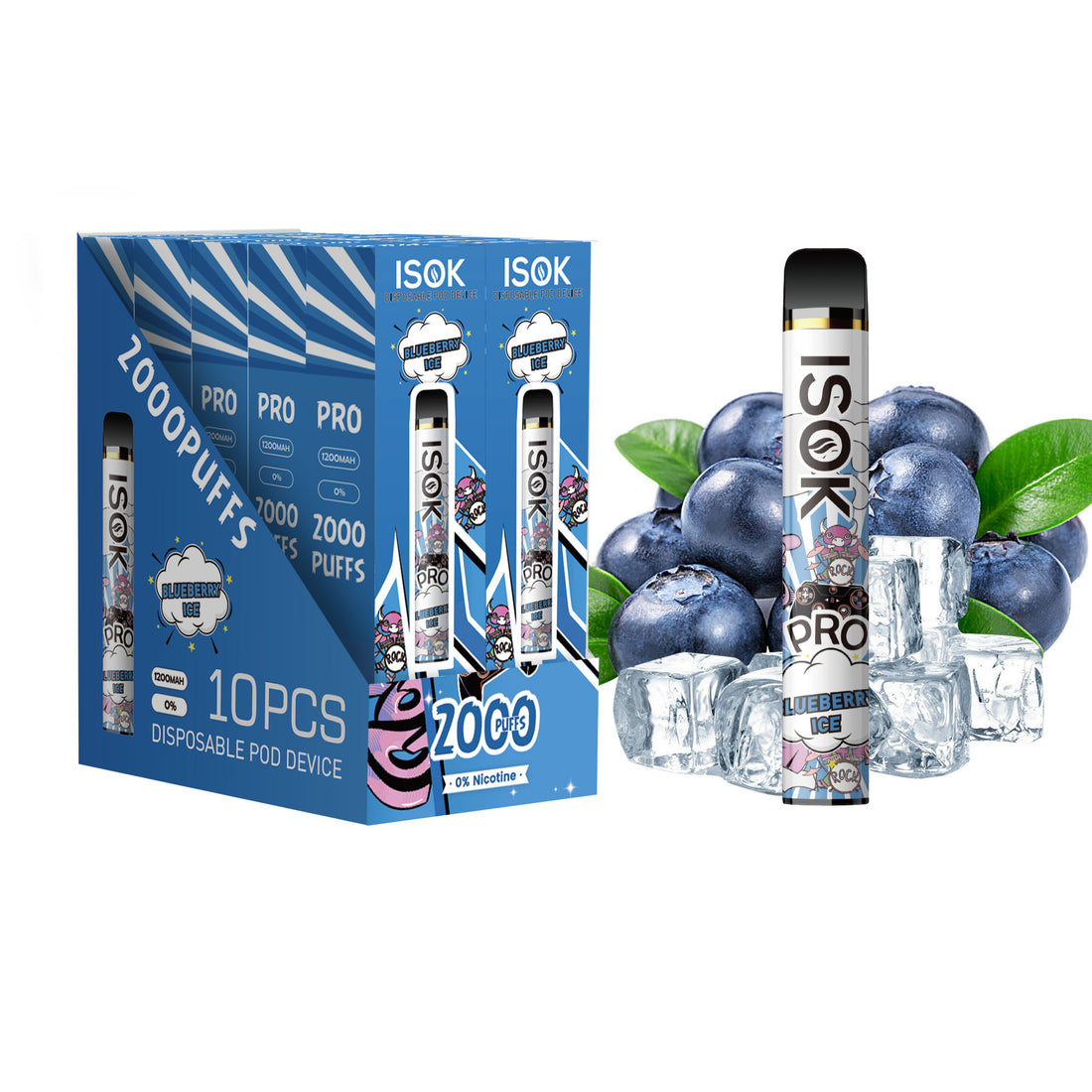 Cigarette électronique ISOK PRO 2000 Puff blueberry Ice