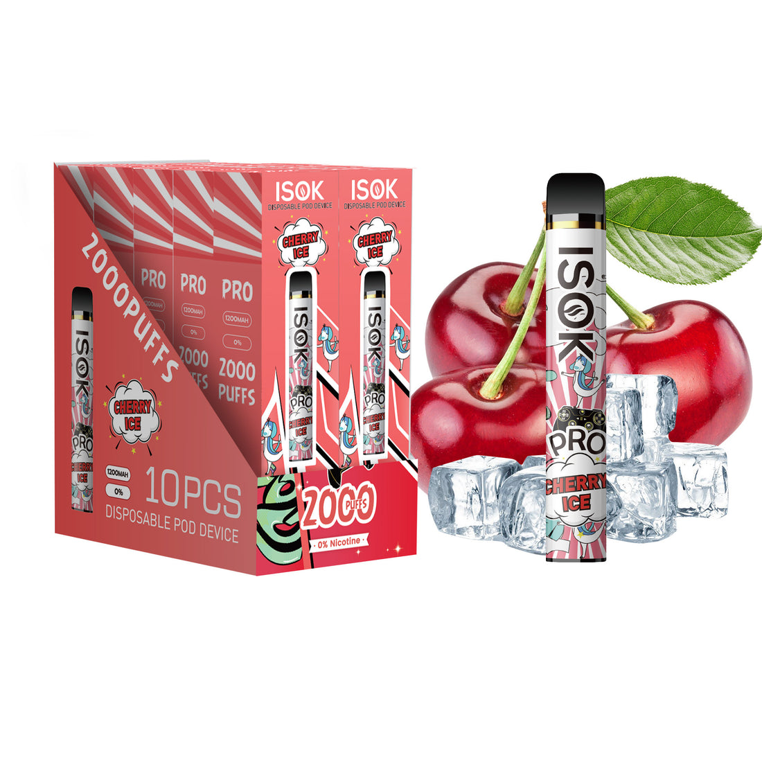 Cigarette électronique ISOK PRO 2000 Puff Cherry Ice