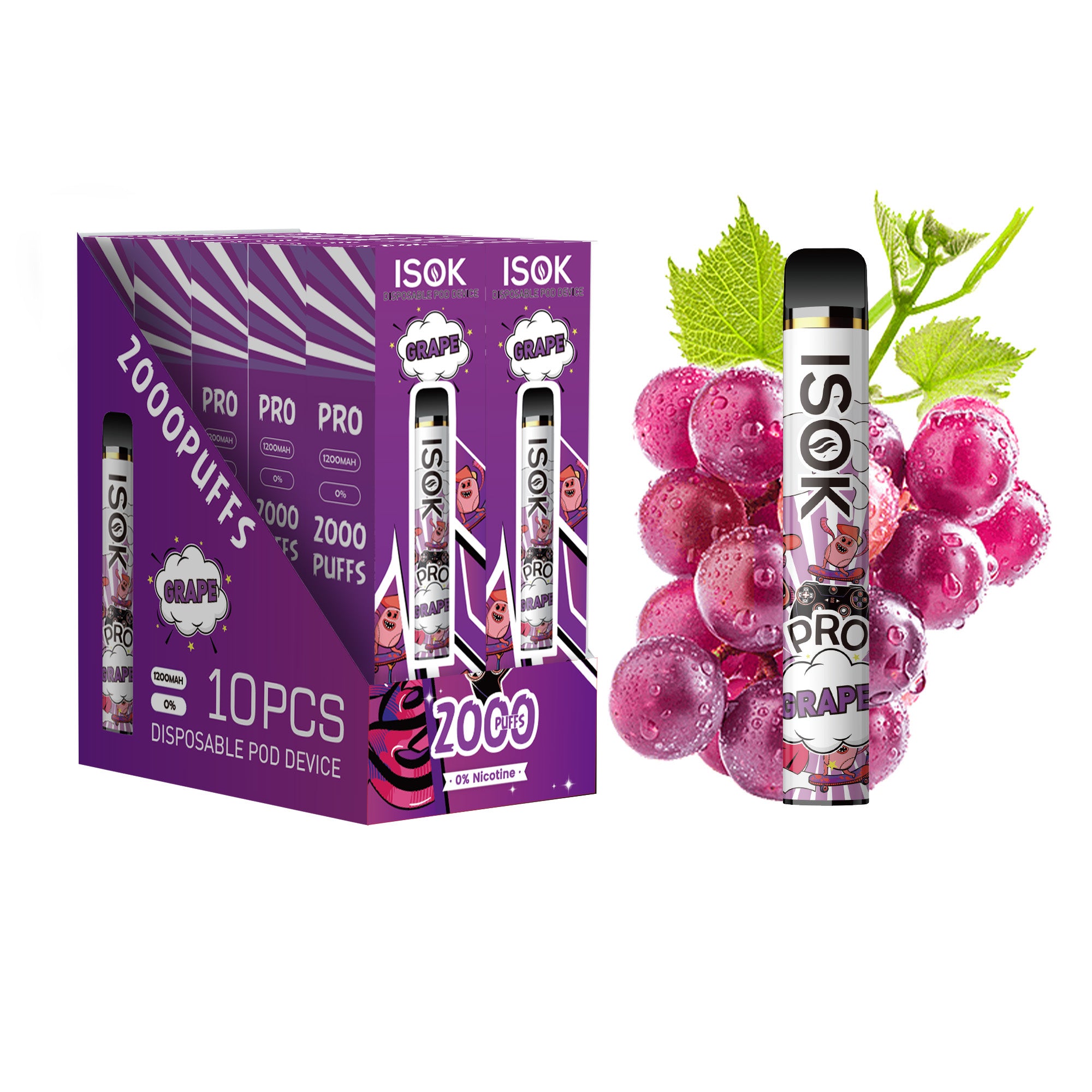 Cigarette électronique ISOK PRO 2000 Puff Grape