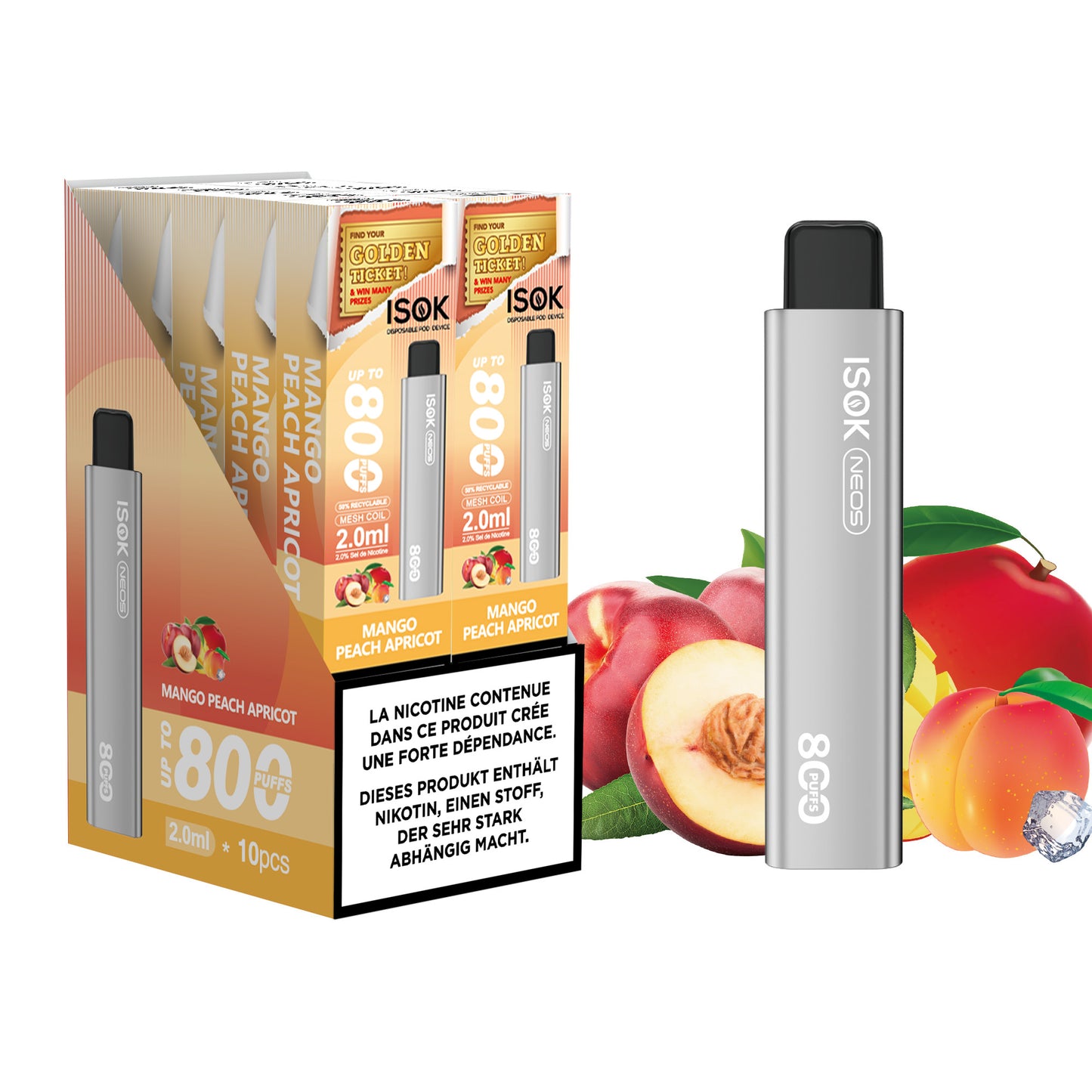 Cigarette électronique ISOK NEOS – Pack de 10 (800 Puffs)