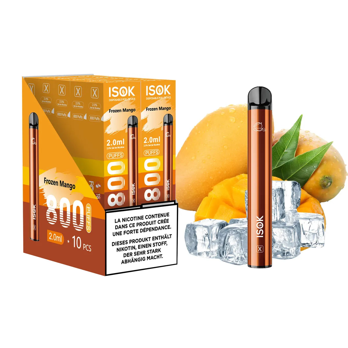 ISOK X Frozen Mango 800 Puffs – Pack de 10