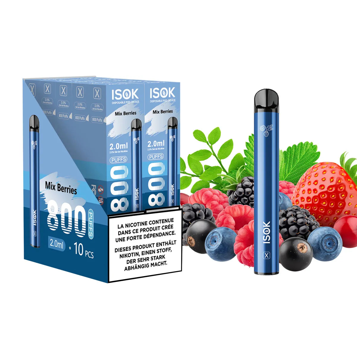 ISOK X Mix Berries 800 Puffs – Pack de 10