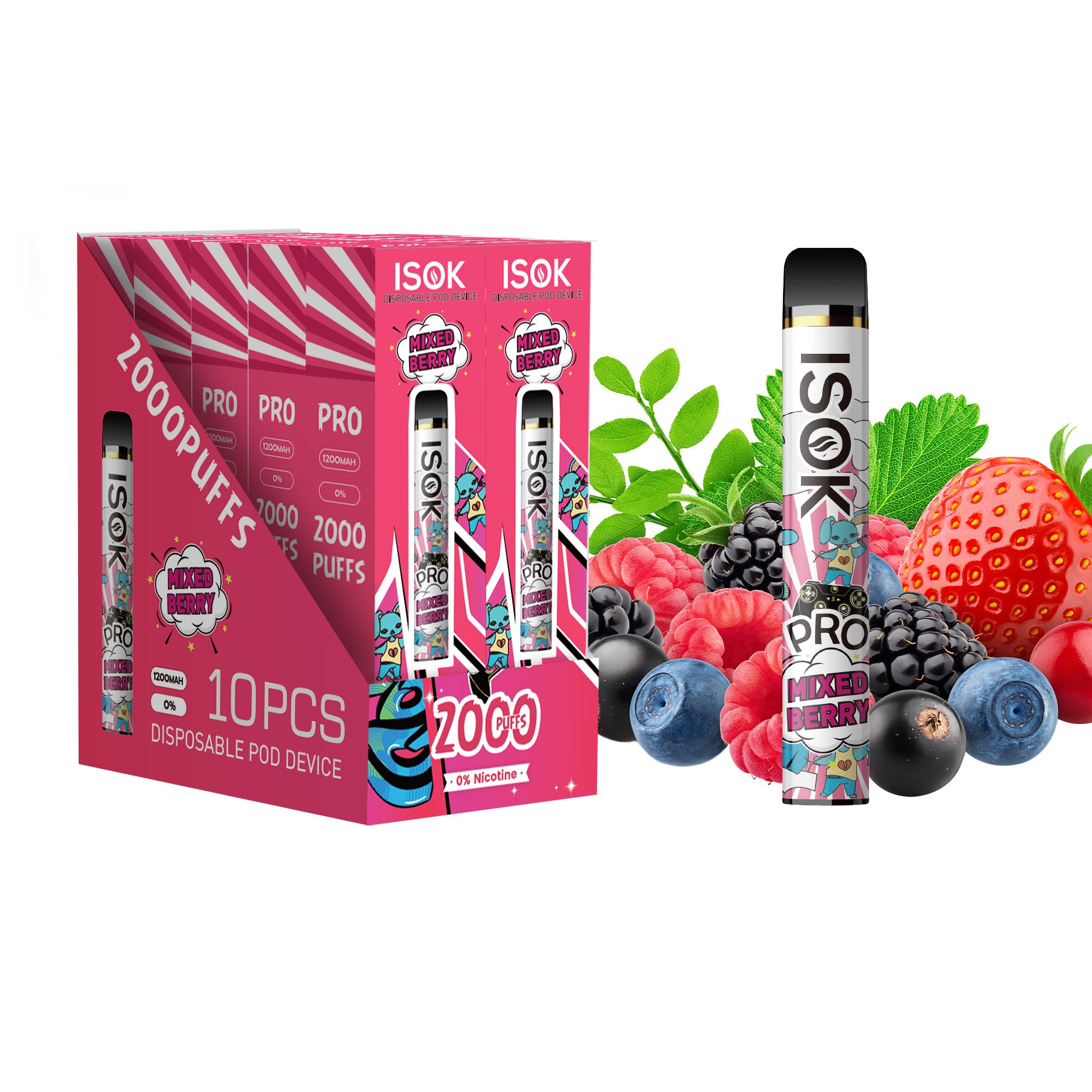 Cigarette électronique ISOK PRO 2000 Puff Mixed berry