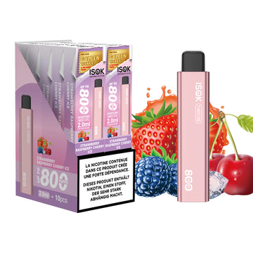 ISOK NEOS Strawberry Raspberry Cherry Ice 800 Puffs – Pack de 10