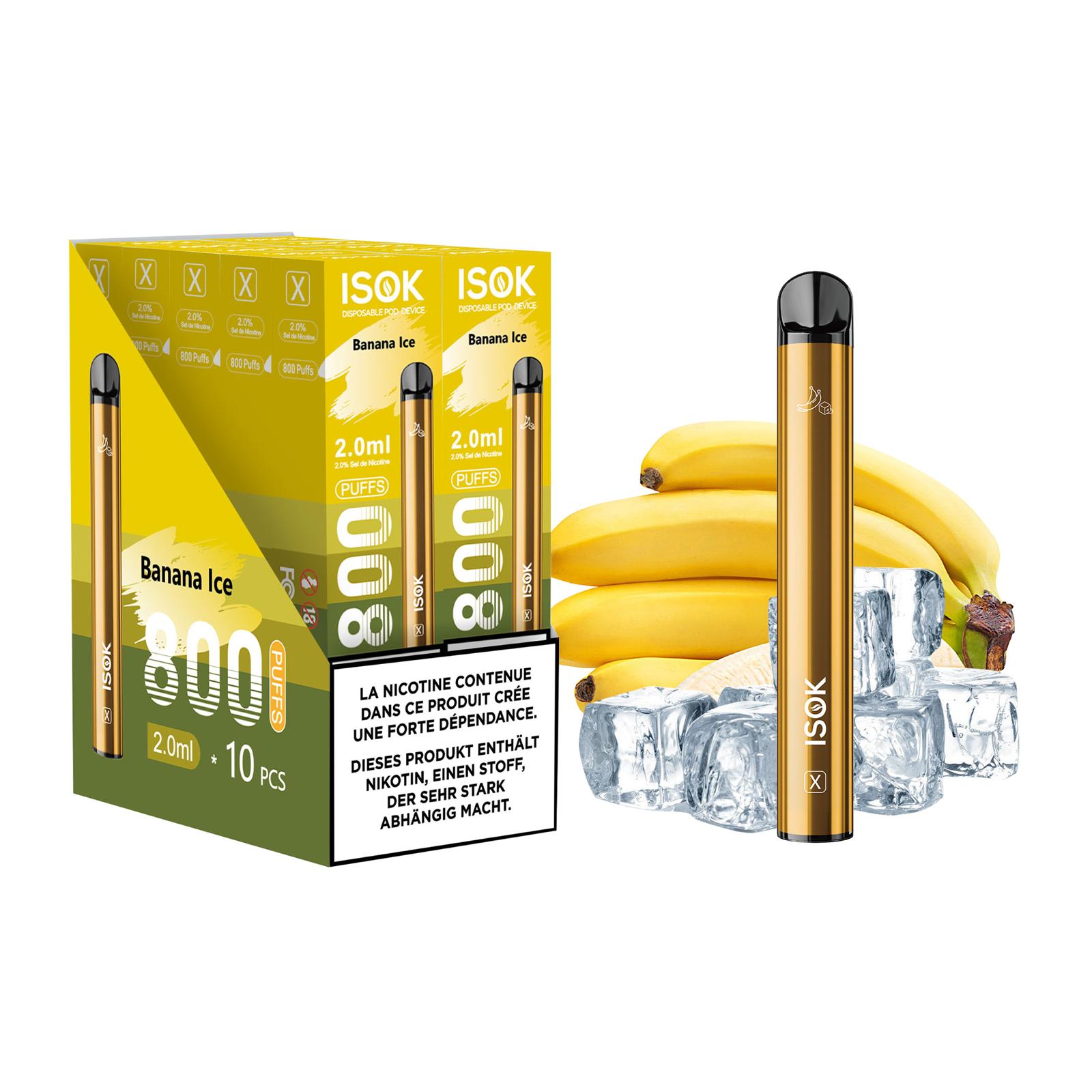 ISOK X Banana Ice 800 Puffs – Pack de 10