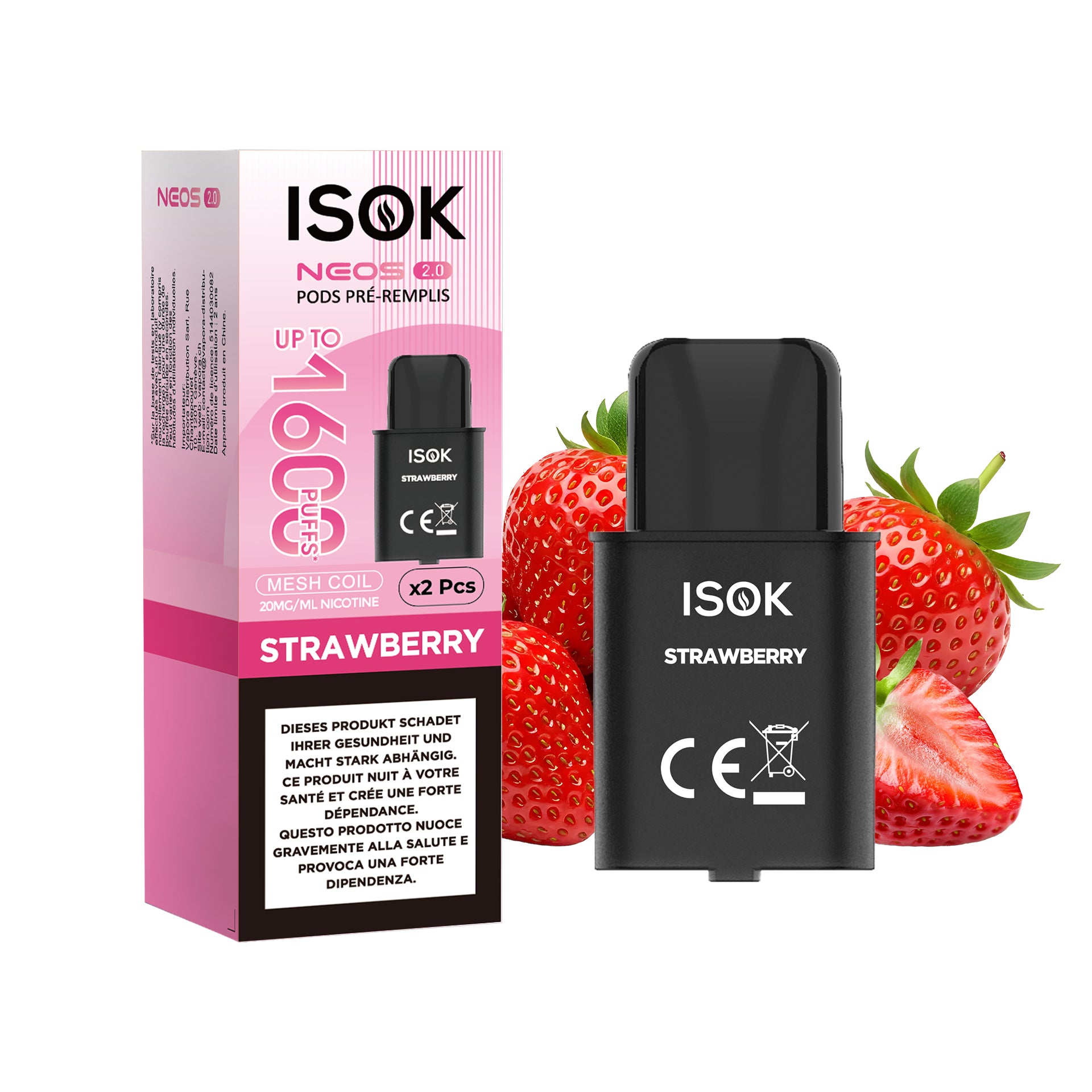 PODS ISOK NEOS 2.0 – Pack de 2 x 800 Puffs Strawberry