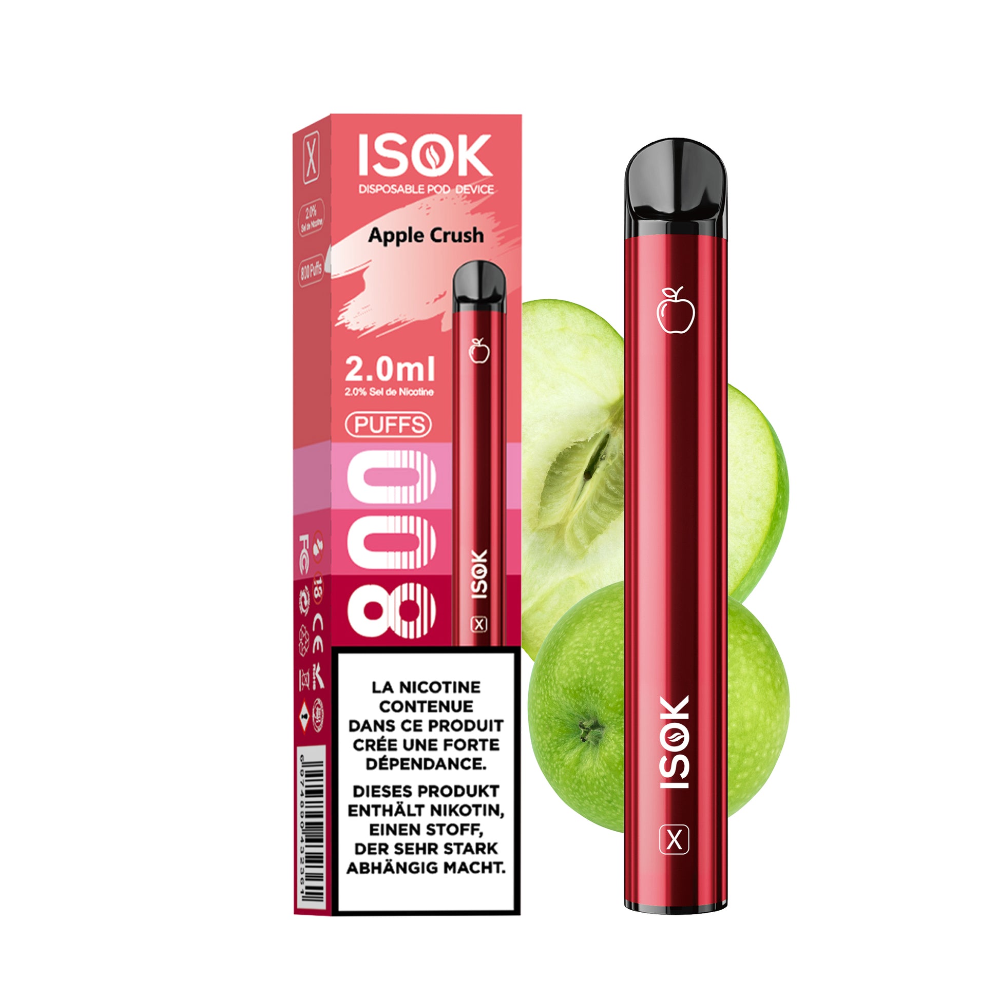 Cigarette électronique ISOK X 800 Puff Apple Crush