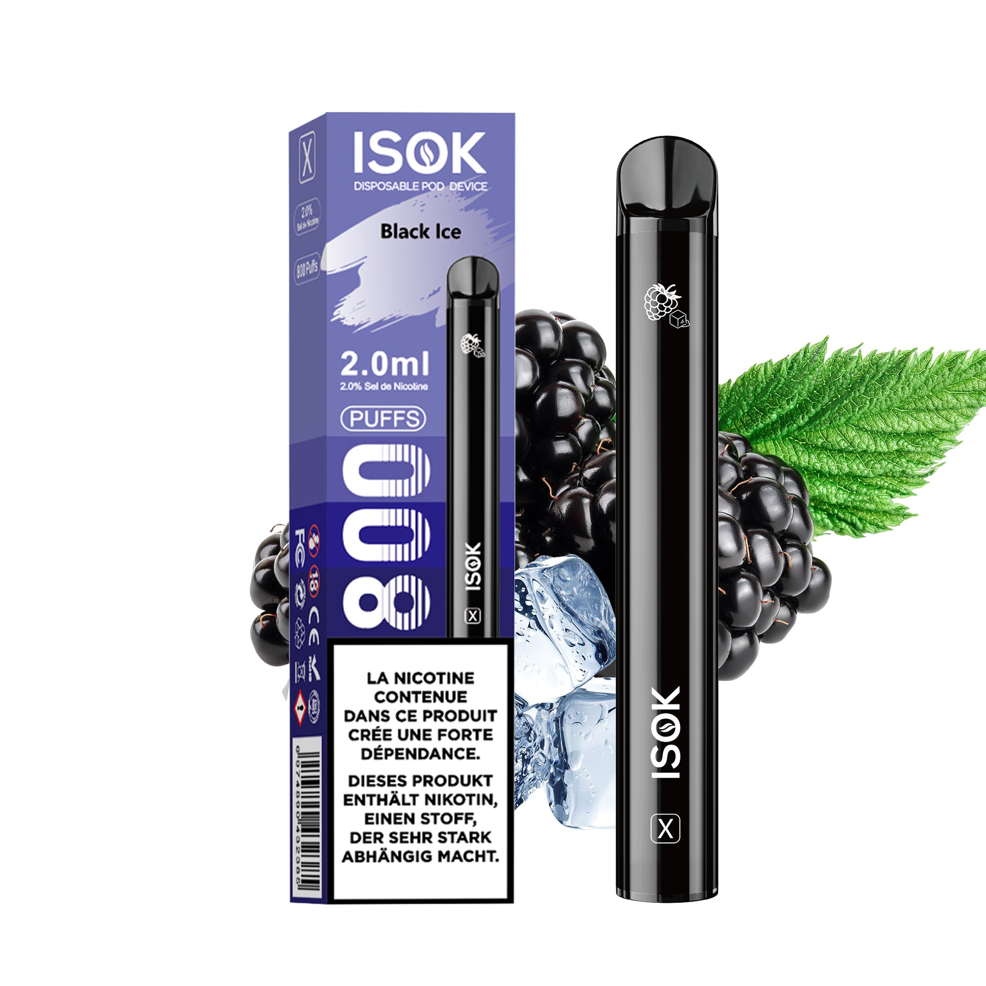 Cigarette électronique ISOK X 800 Puff Blackberry Ice