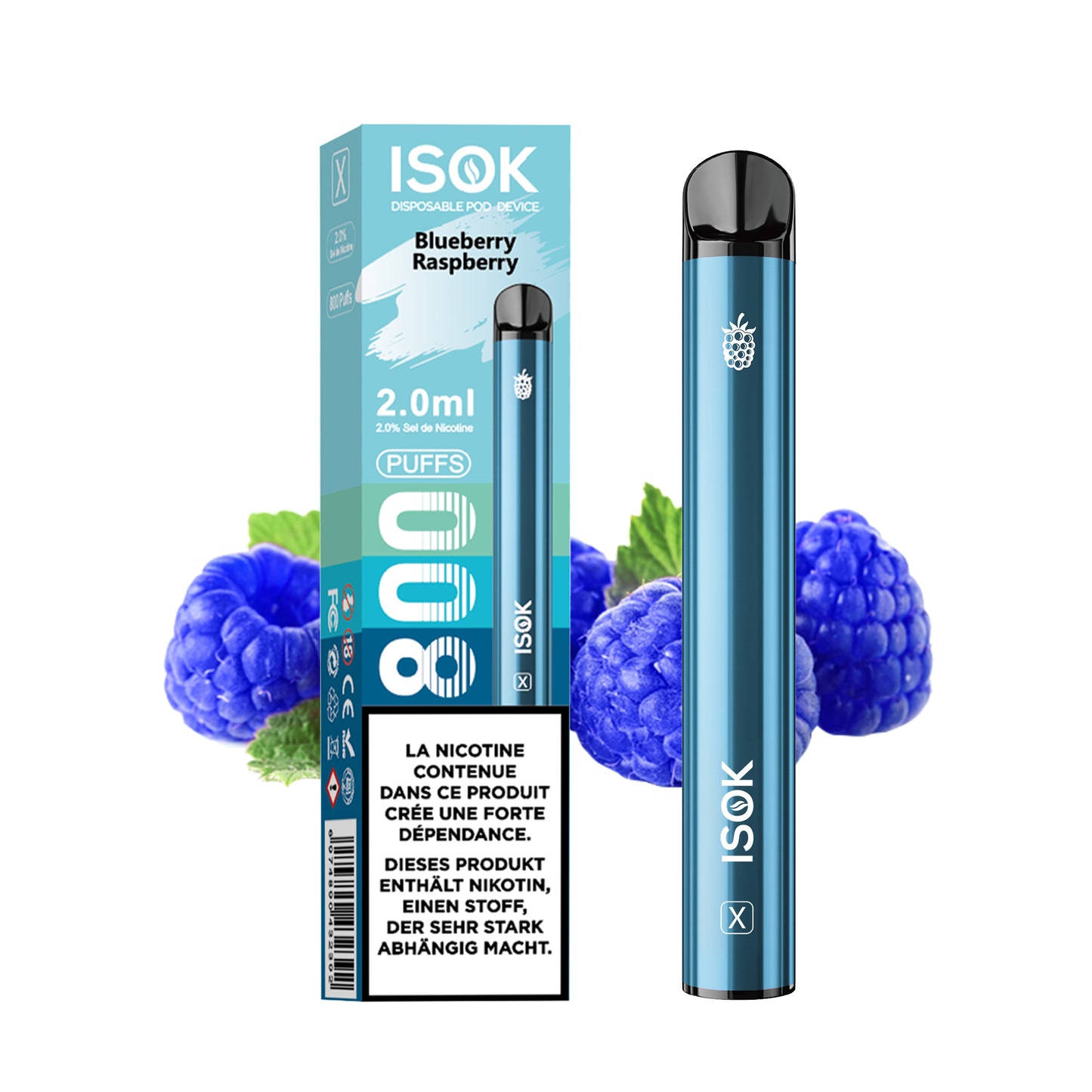 Cigarette électronique ISOK X 800 Puff Blueberry Raspberry