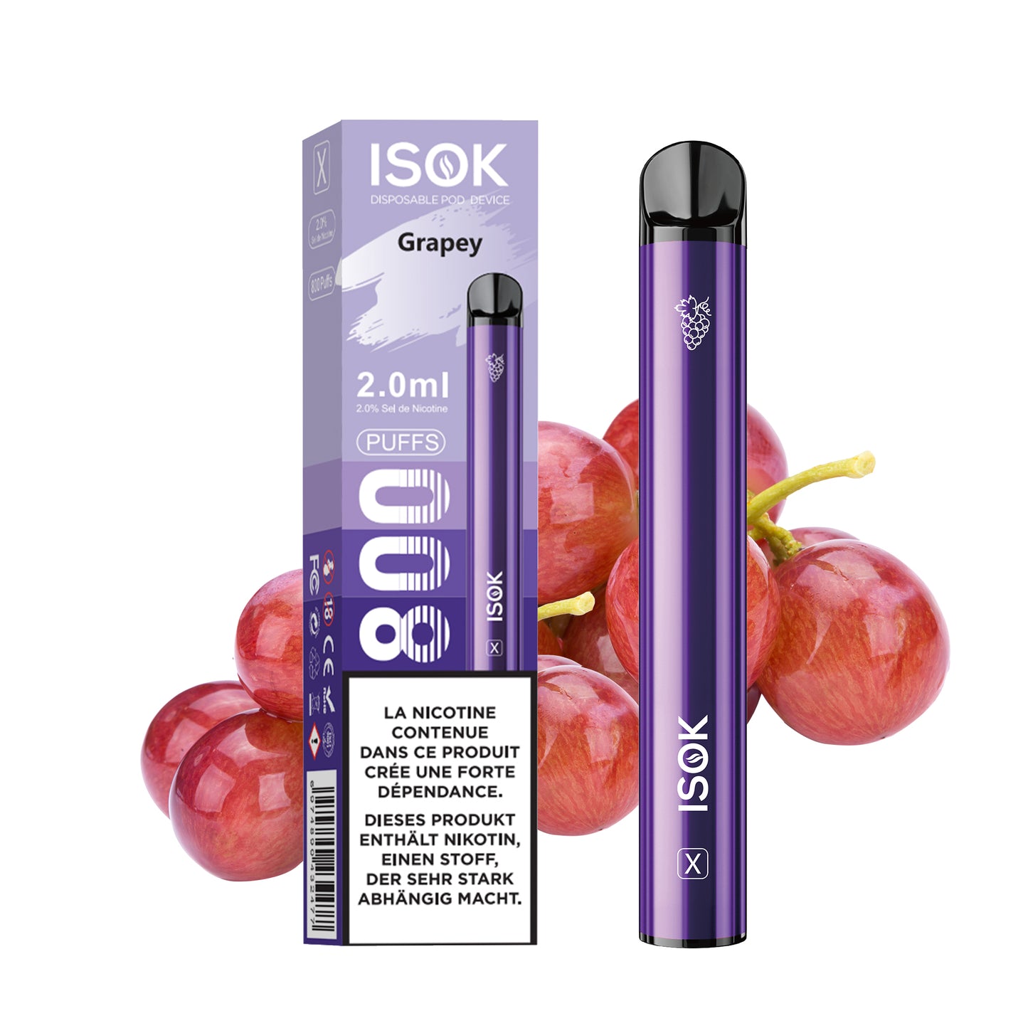 Cigarette électronique ISOK X 800 Puff Grape