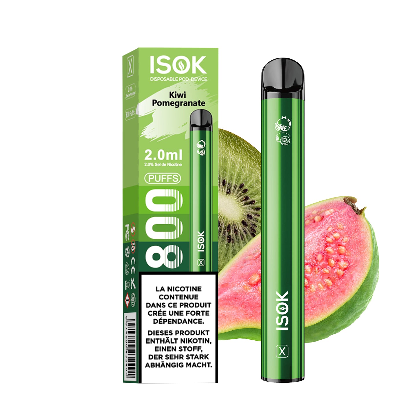 Cigarette électronique ISOK X 800 Puff Kiwi Pomegranate
