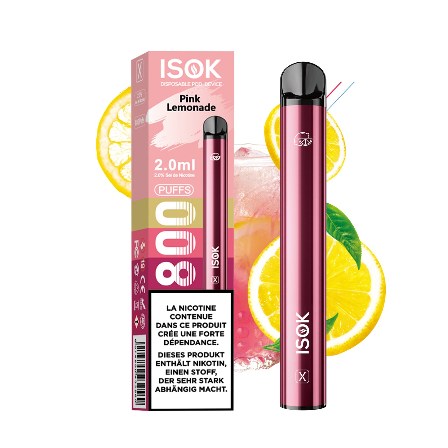 Cigarette électronique ISOK X 800 Puff Pink Lemonade